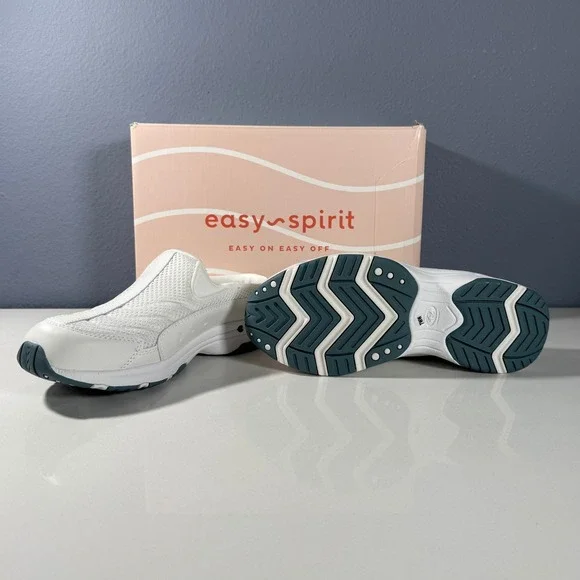 Easy Spirit Traveltime Womens White Leather Mesh Walking Clog Mule Shoes 7WW - Picture 6 of 11